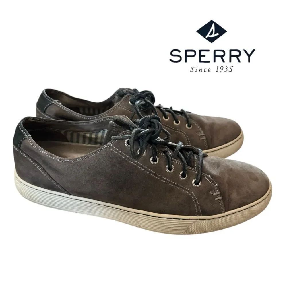 Sperry Gold Cup Gray Leather STS14079 Low Top Lace Up Men's Sneakers 11.5